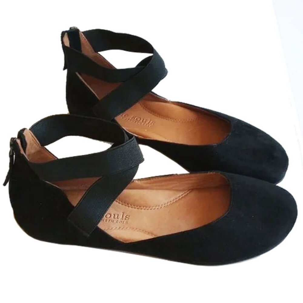 Kenneth Cole X Gentle Soles Bay Unique Leather Ballet Flats 7.5 Black Suede